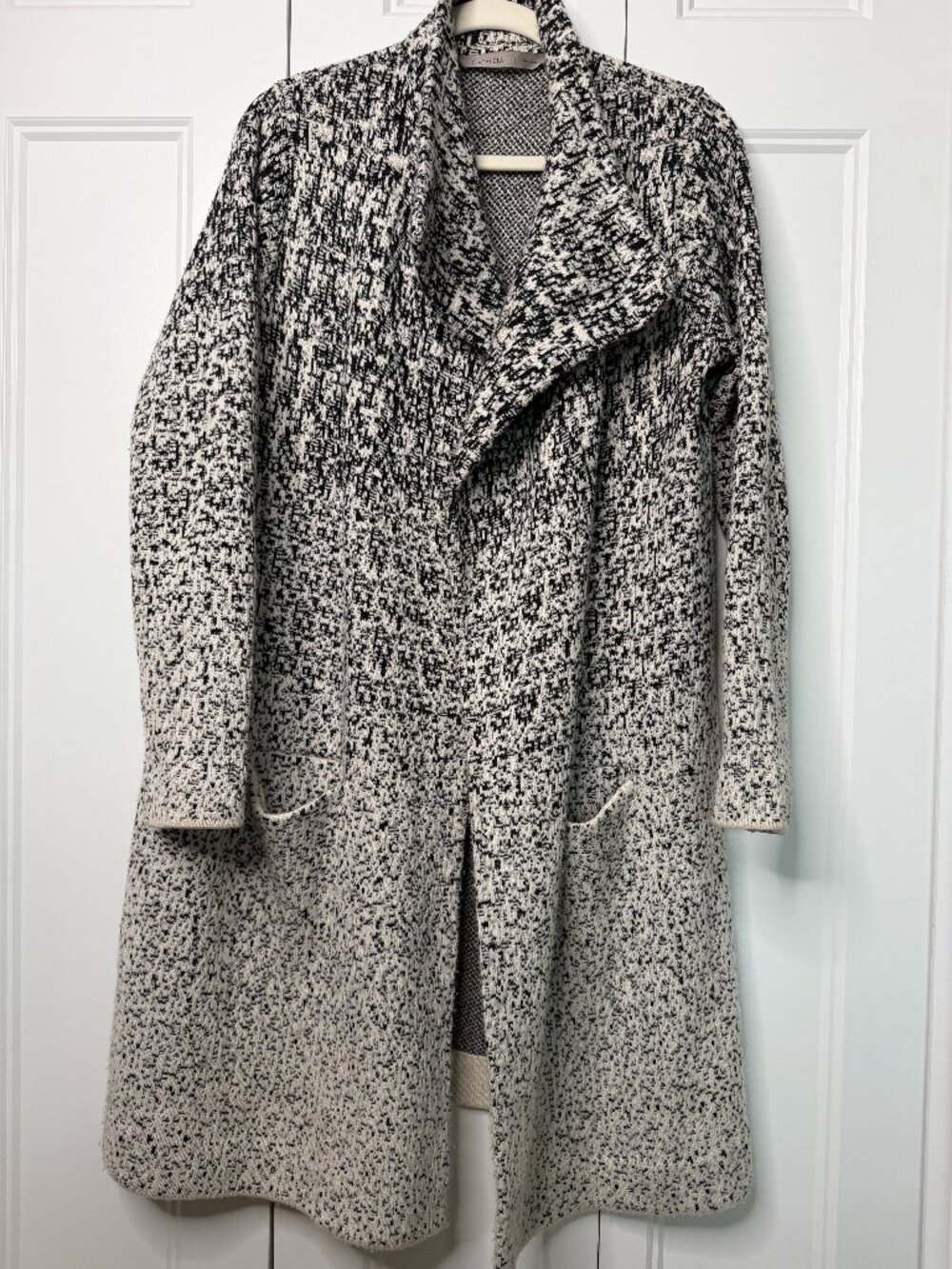 Athleta Wool Cashmere Midnight Luxe Wrap Cardigan Sweater large black dove ombre